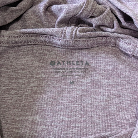 Athleta Uptempo Women's M Lightweight Hoodie Shirt Lavender Purple Heathered - Picture 3 of 5